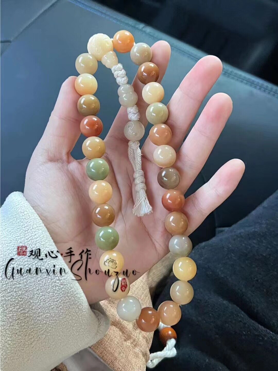 观心手作菩提纯天然菩提根多宝手持手工精抛打磨7000目