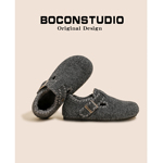 格雷风~毛毡勃肯鞋女冬季灰色加绒毛毛鞋东北棉鞋厚底保暖雪地靴