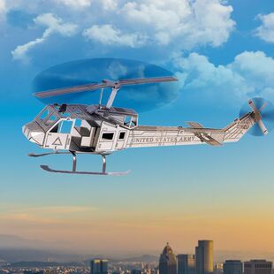 3D免胶立体金属拼装 不锈钢拼图模型飞机轰炸机 休伊直升机  冲冠