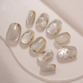 纯手工猫眼手绘款 成品美甲贴片高级感爆闪显白穿戴甲