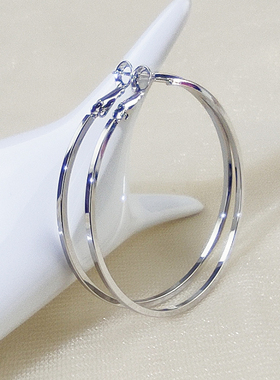 925纯银针光面耳圈大小圈圈耳环女2024年新款潮个性高级感K金耳饰