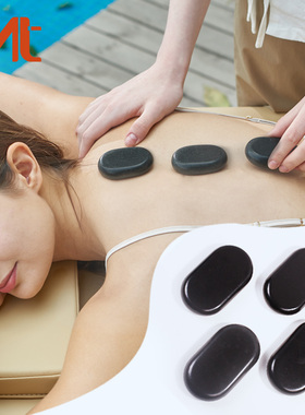 MT椭圆形12件套装能量石火山热石热敷石SPA精油火山石美容按摩石