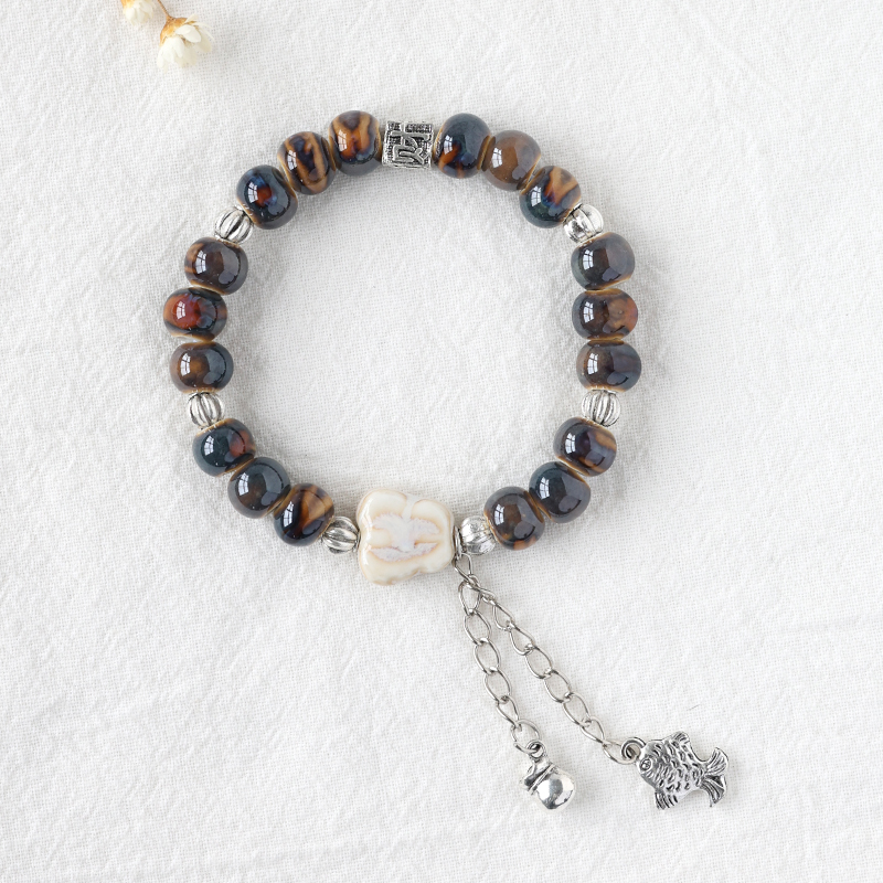 古风新中式陶瓷手链流苏手串女景德镇瓷珠手饰串珠饰品学生夏新款