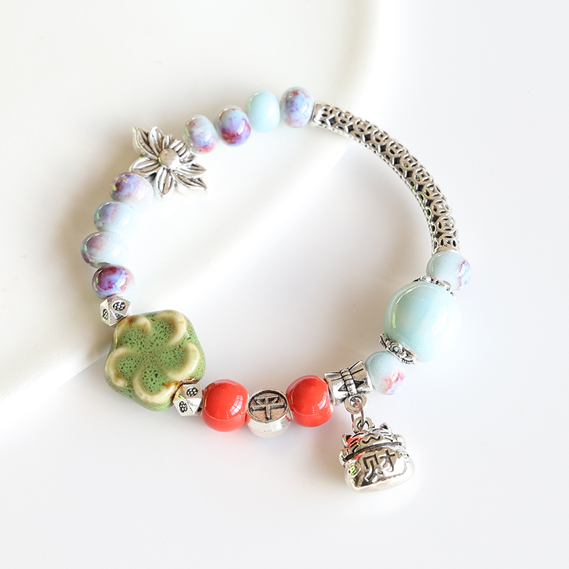 民族风古风配饰景德镇陶瓷手链瓷珠手串串珠手饰中式文艺学生饰品