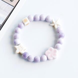 小清新陶瓷手链景德镇瓷珠串珠手串情侣学生手饰女地摊货源小饰品