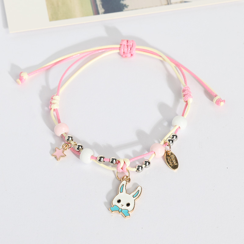 简约百搭显白陶瓷手链女小清新可爱兔子编织手串学生闺蜜礼物手饰