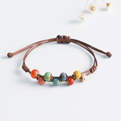 新中式 景德镇瓷珠编织情侣手绳陶瓷手链女民族风学生手串森系手饰