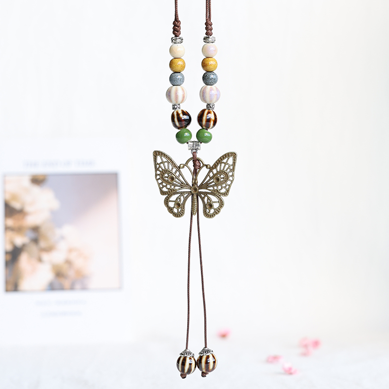 景德镇饰品毛衣链民族风陶瓷项链蝴蝶吊坠新中式锁骨链文艺配饰女