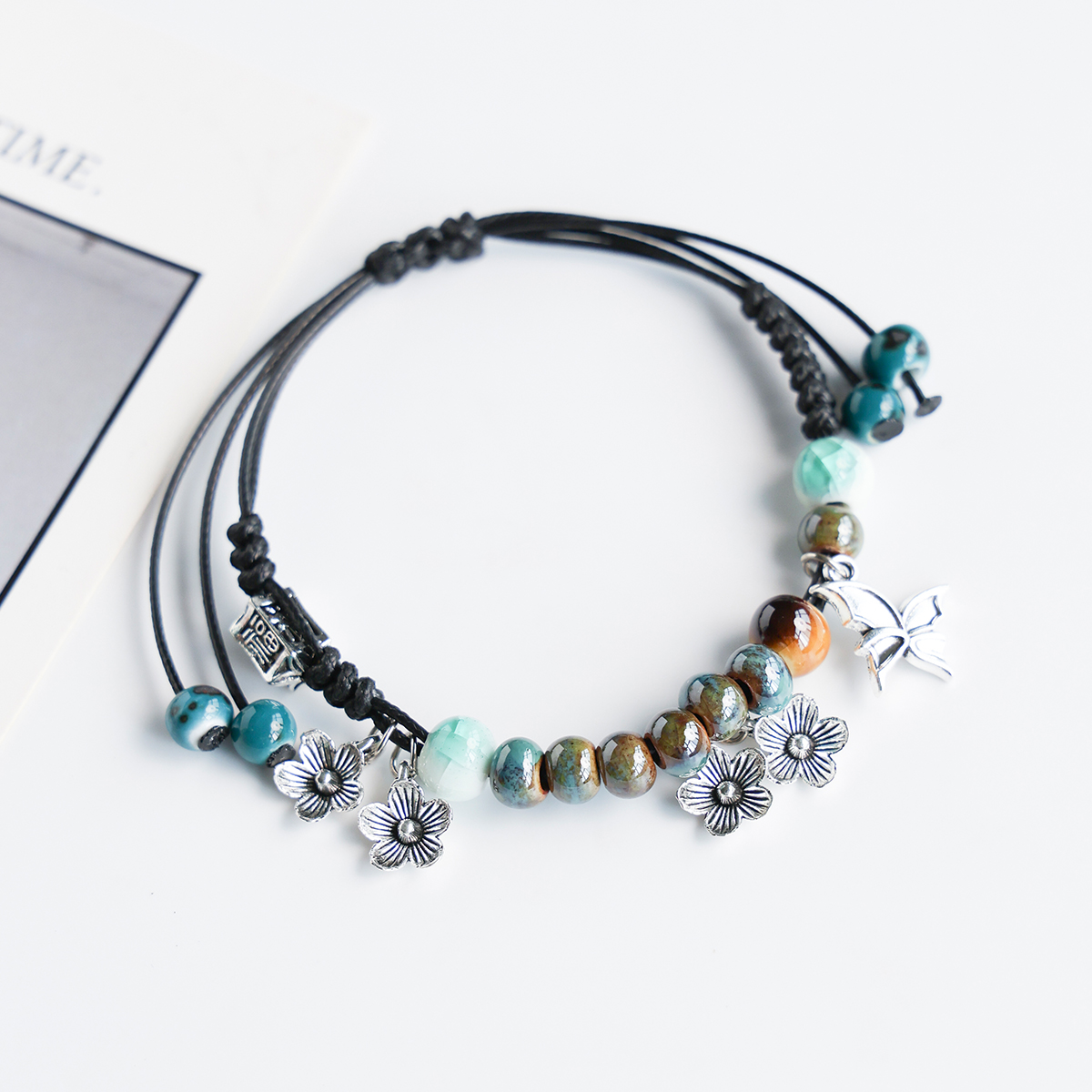 民族风陶瓷首饰品景德镇瓷珠编织手链古风手串学生手饰文创礼品女