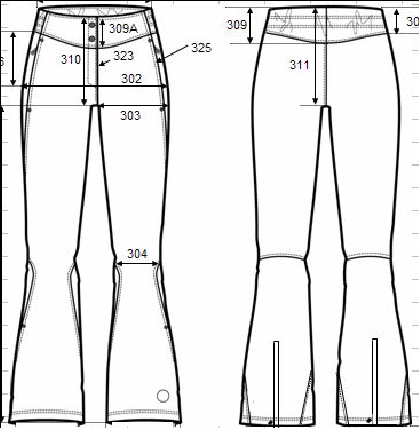 6运动类下装。滑雪服女裤16342纸样