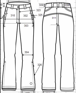 6运动类下装。滑雪裤16341纸样