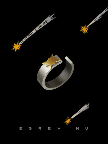 宇宙记号银简约情侣对戒