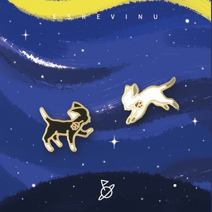 猫咪玫瑰 宇宙记号「千里传情」原创设计珐琅彩胸针领针