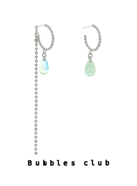 Bubbles Club伊卡洛斯之泪 不对称轻奢小众钛钢耳坠琉璃水滴耳环