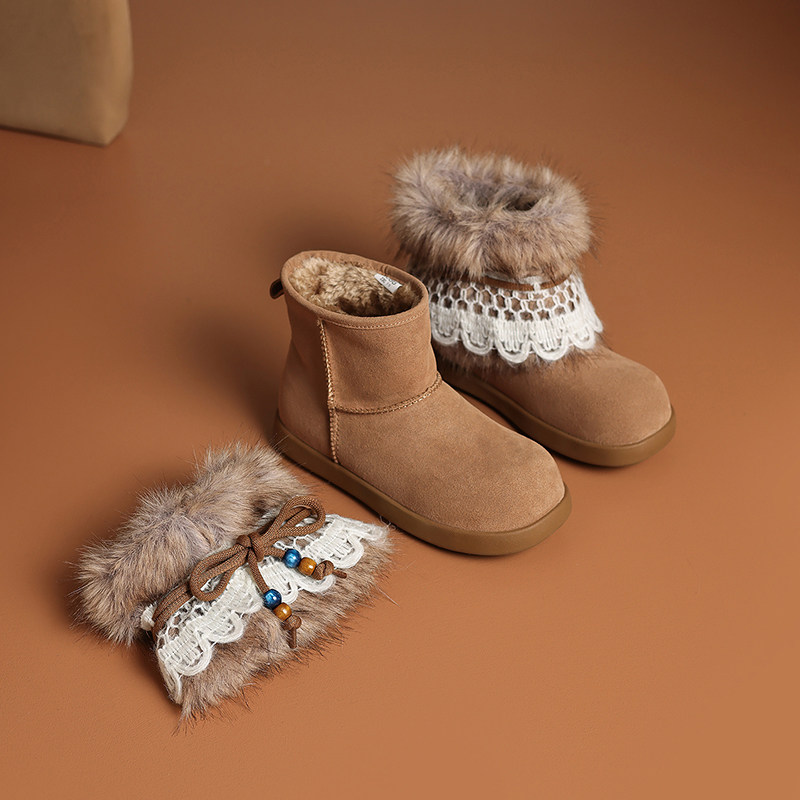 民族风毛毛雪地靴女可拆卸短靴