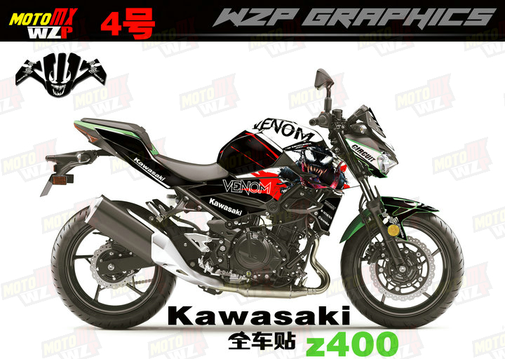 kawasaki-z400 川崎z400 个性全车改装车贴 贴纸 贴花毒液版花