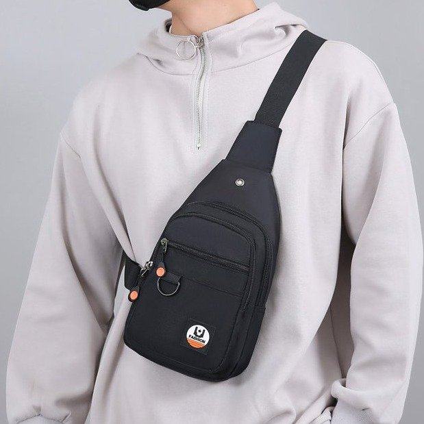 胸包男款男士运动休闲胸前包帆布单肩小背包牛津布黑色斜挎包男,箱包皮具/热销女包/男包,胸包,淘宝优惠券,粉丝福利购,淘宝优惠卷