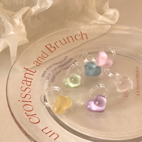 Purple forest原创*昭和风糖果爱心戒指多巴胺candy  heart ring