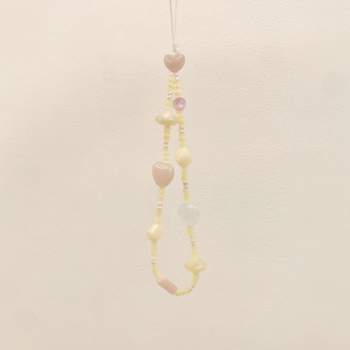 Purple forest原创•芝芝桃桃心*粉黄奶油感手机链拍立得ccd挂链