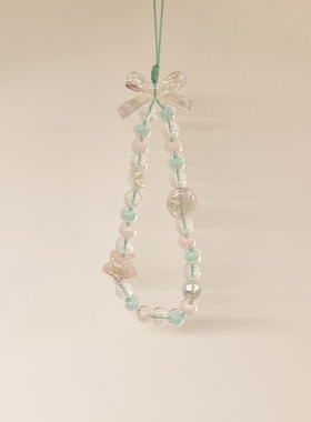 Purple forest原创*星星的眼泪。蝴蝶结啵啵手机链拍立得ccd挂绳