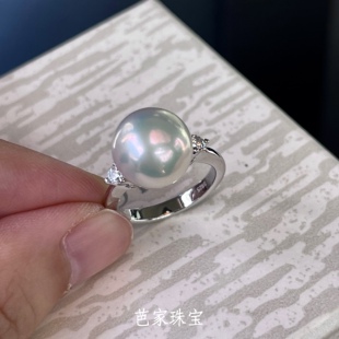 单钻款 M家经典 爱迪生淡水珍珠925纯银戒指 露珠系列 芭家珠宝