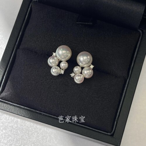 芭家珠宝 仙女 T家日杂款日本akoya海水珍珠925纯银耳钉气质