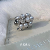 芭家珠宝高定小绵羊 萌宠乐园M家日本akoya海水珍珠925纯银胸针特