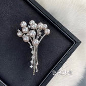 T家新款 芭家珠宝高定 捧花 日本akoya海水珍珠925纯银胸针特