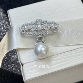 两用可拆卸akoya 芭家珠宝 哥特古堡 爱迪生珍珠925纯银胸针吊坠