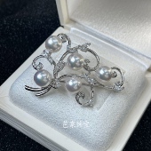 花园 芭家珠宝 贵妇 M家日本akoya海水珍珠高级订制胸针