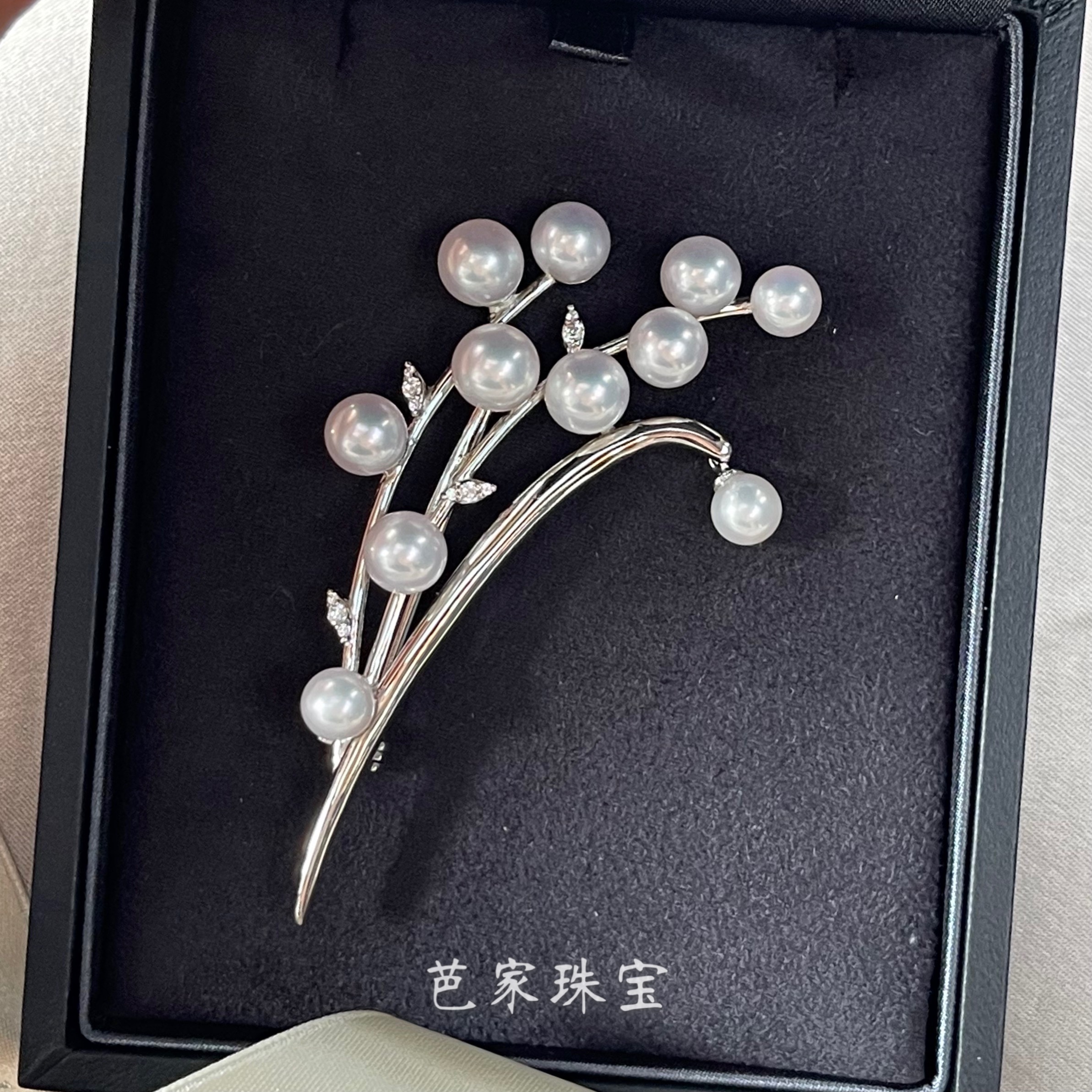 高定大麦t家正圆925纯银淡水珍珠