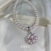 万能扣M家多珠风格 芭家珠宝 花篮 日本akoya海水珍珠925纯银吊坠