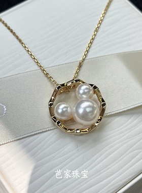 芭家珠宝 可爱米奇 M家联名款日本akoya海水珍珠925纯银质感项链