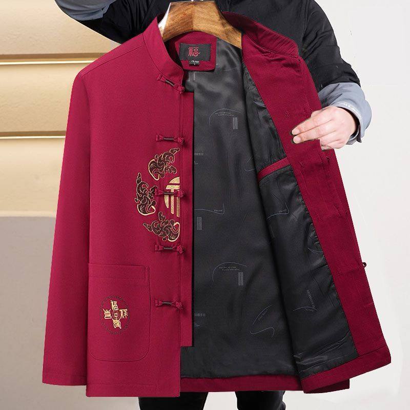 唐装男中老年爸爸冬装加绒加厚保暖套装外套爷爷冬季休闲老人衣服,男装,中山装,淘宝优惠券,粉丝福利购,淘宝优惠卷