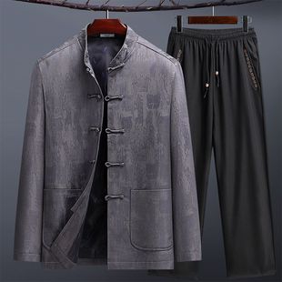 中老年唐装男复古外套爸爸秋装中山装老人衣服爷爷夹克中国风男装