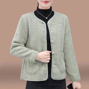 独特漂亮羊羔绒外套女秋冬2025新款中年妈妈气质减龄短款加绒上衣
