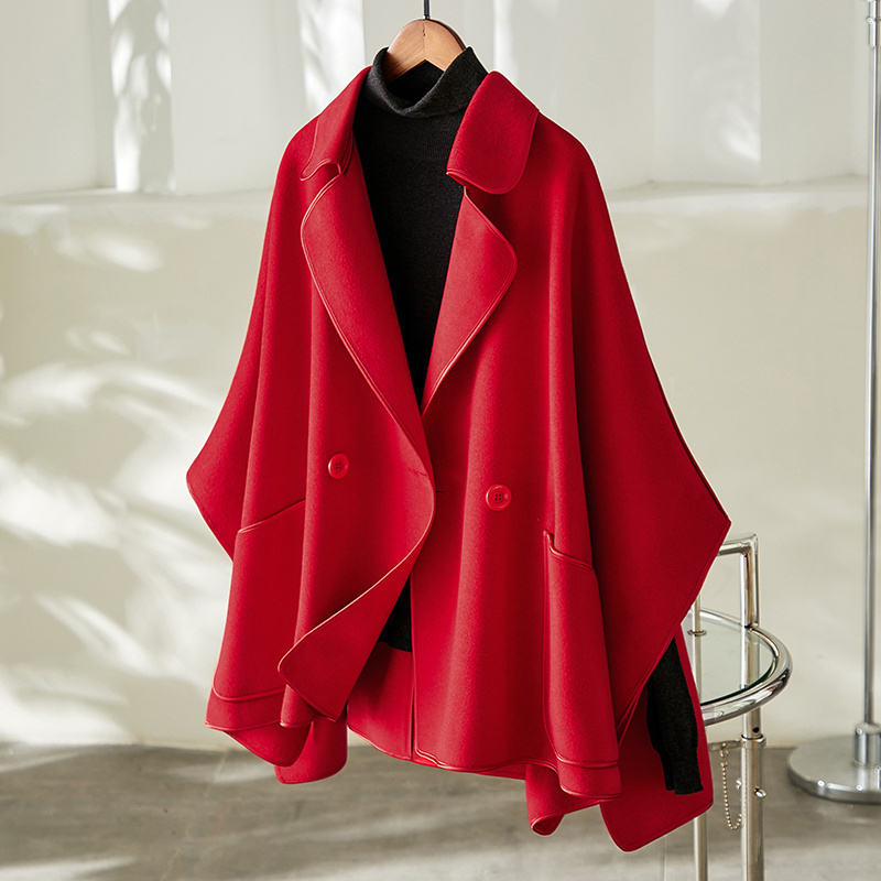 百依秀子中长款斗篷大衣