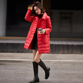 新款 2025宽松纯色韩版 白鸭绒中长款 轻薄羽绒服女冬季 外套B6010