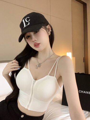 前拉链吊带背心女外穿辣妹上衣夏