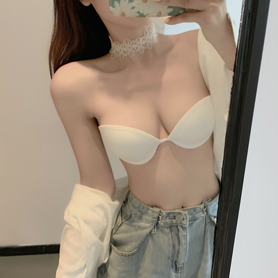 美背无肩带薄款聚拢性感隐形文胸