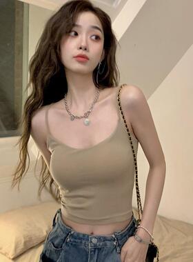 辣妹吊带背心女内搭外穿美背抹胸夏季带固定胸垫打底外穿裹胸上衣