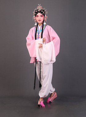 戏曲服装对披青衣京剧排练服戏剧越剧花旦儿童练功服水袖上衣女