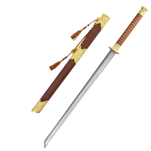 正品龙泉宝剑战龙刀唐横刀花纹钢一体收藏刀剑防身冷兵器未开刃