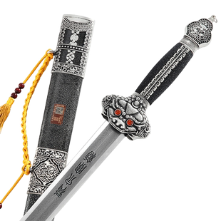 龙泉宝剑大明永乐剑镀银鱼皮花纹钢刀剑刀具防身冷兵器真剑未开刃