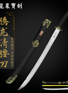 正品龙泉宝剑腾龙绣春刀清代一体收藏刀剑花纹钢大刀未开刃旗舰店