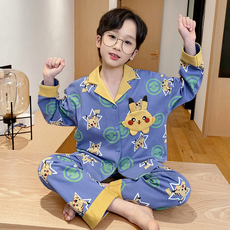 2026春秋新款儿童睡衣男童长袖精梳棉中大童套装男孩家居服皮卡丘,童装/婴儿装/亲子装,家居服套装,淘宝优惠券,粉丝福利购,淘宝优惠卷
