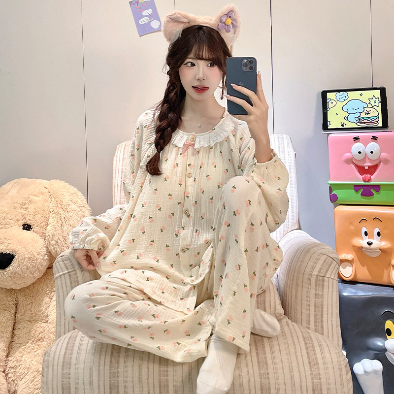 儿童睡衣新款女童纯棉春秋季睡衣长袖甜美款初中生女孩家居服套装