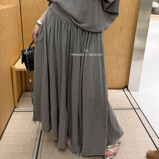 2026春季 高腰遮胯垂坠感针织裙松紧腰休闲半身裙慵懒风百褶长裙子