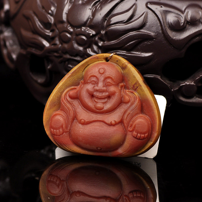 露西奇川料南红玛瑙吊坠男女款寿仙弥勒佛笑佛雕刻件 时尚饰品