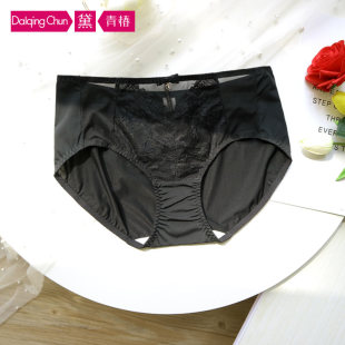 浪漫诗画般蕾丝拼丝滑牛奶丝内裤 女品牌中腰不夹臀舒适桑蚕丝裆